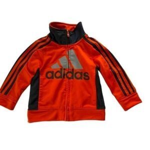 Adidas activewear graphic jacket orange/black zip striped sleeves boys 12 Months
